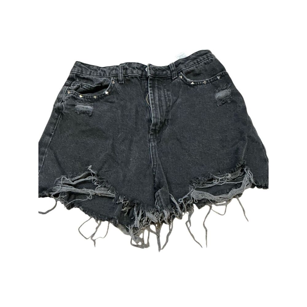 NWOT Zara Women's Size 8 Black Distressed Destroyed Cut Off Mom Shorts